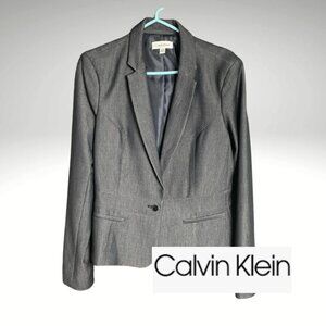 Vintage Calvin Klein Women’s Dark Blue Denim Blazer (Size 14) 💼✨